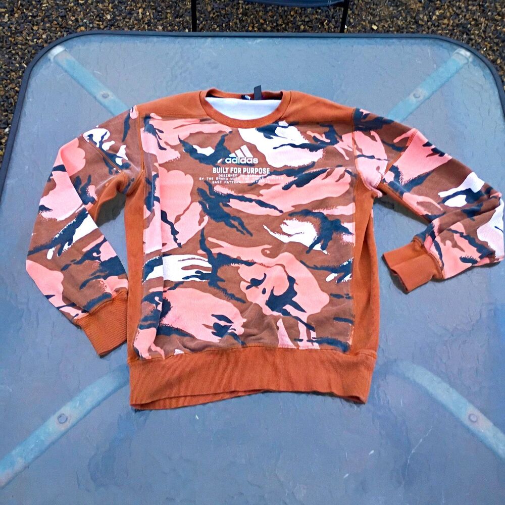 adidas Men's M Camouflage Fleece Crewneck Pullover Sweatshirt Logo Graphic